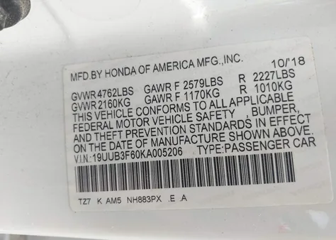 19UUB3F60KA005206